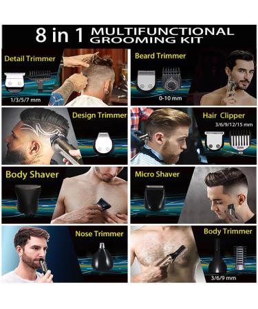 Ultimate 8-in-1 Beard Trimmer & Grooming Kit for Men | Cordless T-Blade Clippers Waterproof Rechargeable - Perfect Gifts - Buy Online on GoSupps.com