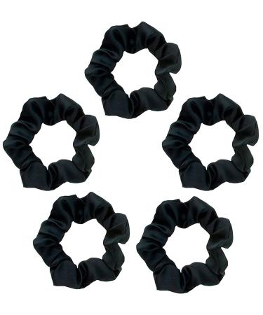 Kitsch Satin Scrunchies, Softer than Silk, Hair Scrunchies for Frizz Prevention, Satin Hair Ties for Breakage Prevention and Gentle Style Preservation, Sleep and Night Scrunchie, 5 Pack, Black
