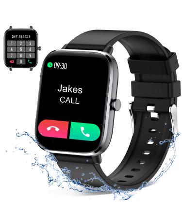 Smart Watch Full Touch Smart Watches for Android iOS Phones Compatible (Answer/ Make Call) Smart Fitness Tracker Watch for Women Man IP67 Waterproof Smartwatch with Sleep/Heart Rate/Blood Oxygen/Step Black