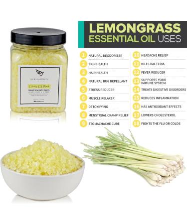 Natural Dead Sea Bath Salt (450g) Bubble Bath - Made in UK | Detox with LemonGrass Essential Oils for Women, Men, and Kids - Buy Online on GoSupps.com