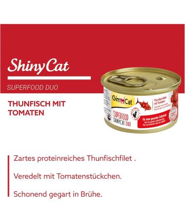Gimcat Superfood Shinycat Duo Tuna & Tomatoes - Sugar-Free Cat Food for Adults (24 x 70g) - Premium Quality - Buy Online on GoSupps.com