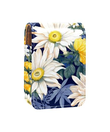 Travel Lipstick Organizer Case Lipstick Case Portable Makeup Bag With Mirror Flowerwatercolor Daisy Sunflower O513r1wsqm