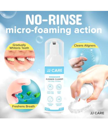 JJ CARE Aligner Cleaner Pack of 2 - 80ml Lemon-Flavored Invisalign & Retainer Cleaner for Breath Freshener - Teeth Aligner Foam - Buy Online on GoSupps.com