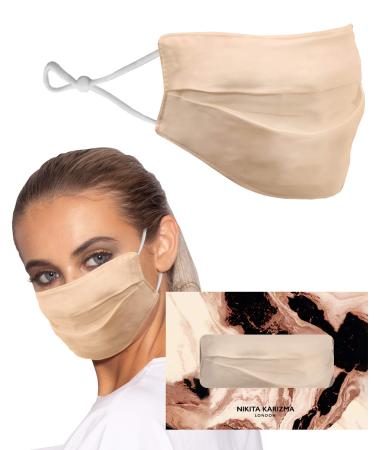 KARIZMA Beverly Hills Silk Face Mask. Champagne Fashionable Designer Face Mask for Women. Washable Fabric Face Mask Reusable Facemask. 19 Momme Mulberry Silk Mask - Luxury Fashion Masks for Women