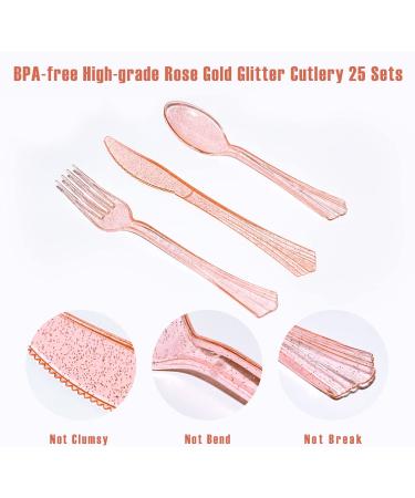 175PCS Pink and Rose Gold Plates Napkins Party Supplies  Severs 25 Disposable Party Plates  Plastic Forks Knives Spoons  Golden Dot Paper Plates  Napkins Cups for Baby Shower Decorations Pink Party 175 PCS Pink and Rose Gold Glitter - Buy Online on GoSupps.com