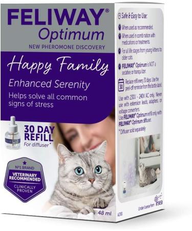 Feliway Optimum refill the best solution to ease cat anxiety cat conflict and stress in the home & Classic 20ml Spray comforts cats and helps solve behavioural issues and stress - 20ml + Classic 20ml Spray - Buy Online on GoSupps.com