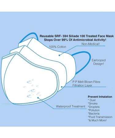 3-Layer Reusable Face Cover Non Medical Face Mask (Pack of 2) Blue/White - Buy Online on GoSupps.com