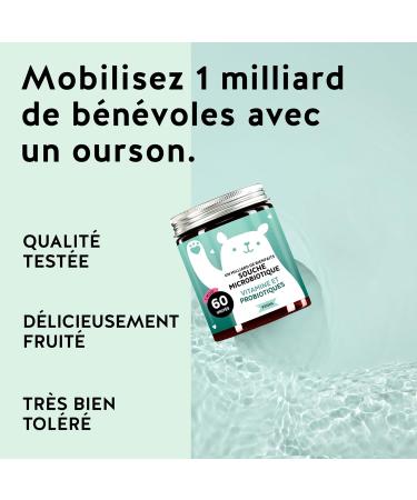 Un milliard de bienfaits Souche Microbiotique - Confort Intestinal - Vitamine B6 & Probiotiques - Sans Sucres Ajout s Vegan - 60 unit s (1 mois) - Bears with Benefits - Buy Online on GoSupps.com