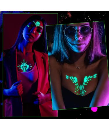 Glow in the Dark Face Jewels and Chunky Glitter Set for Halloween Makeup - 14 Sheets - Buy Online on GoSupps.com