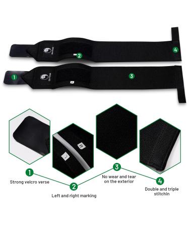 Slim Panda Wrist Bandages - 1 Pair 45 cm Training Aid for Strength & Fitness | Professional Wrist Protectors for Men & Women - Black - Buy Online on GoSupps.com