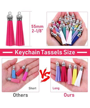 Paxcoo 120Pcs Tassels Charms Bulk for Jewelry Making - Keychain Tassels for Crafts, Leather, Resin, Acrylic Blanks, Bracelets - 2 1/8 inch - Buy Online on GoSupps.com