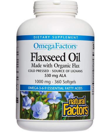 Natural Factors Flaxseed Oil 1000 mg - 360 Softgels | Omega Fatty Acids Supplement - Buy Online on GoSupps.com