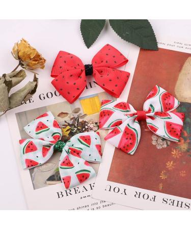 Watermelon Bow Hair Clips - Set of 6 Cute Fruit Hairclips for Girls - BBG22 - Buy Online on GoSupps.com