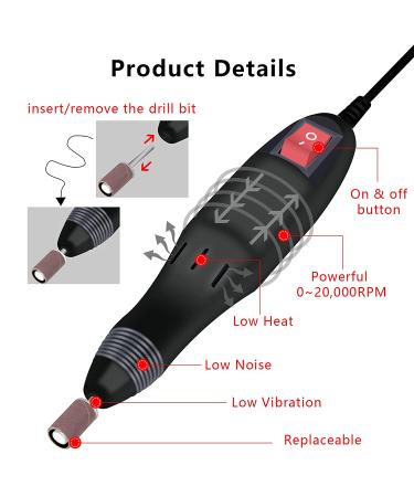 Professional Electric Nail Drill Machine Manicure Set with 156pcs Sanding Bands - Low Noise Vibration for Acrylic Nails, Gel Art, Pedicure - Nail File and Polisher Grinder - Buy Online on GoSupps.com