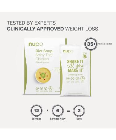 NUPO Diet Soup - Spicy Thai Chicken | Low-Calorie Gluten-Free Meal Replacement | Protein-Rich Vitamin-Packed Weight Loss Soup (12 Portions) - Buy Online on GoSupps.com