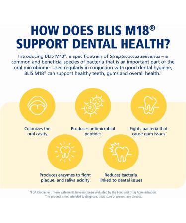 BLIS Teeth & Gums Oral Probiotics Lozenges for Mouth - Most Potent M18 Formula Available 2.5 Billion CFU - Mouth Probiotic for Tooth and Gum Health Adults and Kids - 30 Day Supply - Buy Online on GoSupps.com