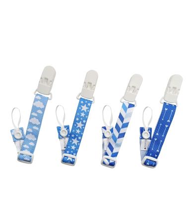 Buy PREMYO 4 Pack Baby Pacifier Chain for Boys - Adjustable Clip Strap - Universal Blue Pacifier Holder - Perfect for International Shipping - Buy Online on GoSupps.com