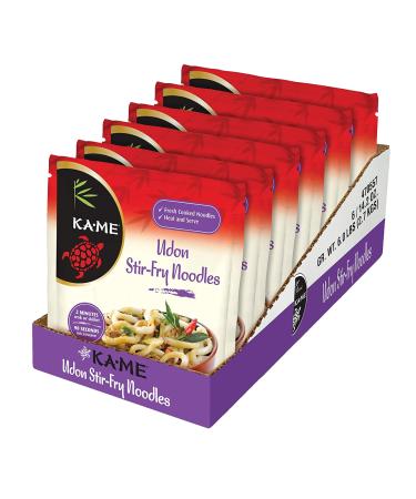 KA-ME Udon Stir-Fry Noodles 14.2 oz (Pack of 6), Authentic Asian Ingredients and Flavors, Certified Gluten-Free, Made of Rice, Authentic & High Quality, No Preservatives or MSG, Instant & Microwaveable, Perfect for Traditional Hot & Cold Dishes, Quick Sou