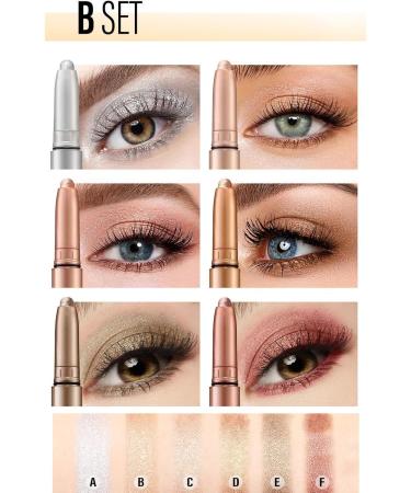 Eyeshadow Pencil Set Cream Eyeshadow Pen Long Lasting Eye Makeup Eye Brightener Creamy Long Lasting Eye Makeup 6 Pieces Durable Waterproof for Women - Buy Online on GoSupps.com