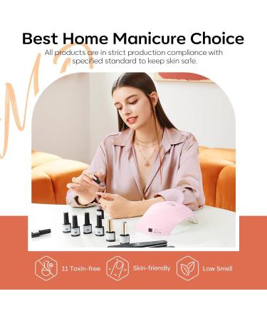 Modelones 32 PCS Gel Nail Polish Kit 28 Colors Nude Brown Gel Polish with Glitter & Glossy & Matte Gel Top Base Coat Glitter Nude Brown Red Pink Gel DIY Home Nail Curing Gifts for Women - Buy Online on GoSupps.com