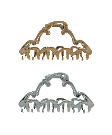 Ouidad Made for Curls XL Claw Clips Gold and Silver 2 Count
