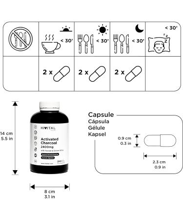 Activated Carbon 2400 mg - 240 Vegan Capsules | Natural Coconut Shells with Fennel & Anise for Digestive Health & Flatulence Relief - Buy Online on GoSupps.com