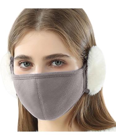Firulab Cloud-Shaped Cotton Facial Cover with Rabbit Fur Ear Warmers - Slim Breathable Winter Face Cover for Outdoor Travel in Gray - Buy Online on GoSupps.com