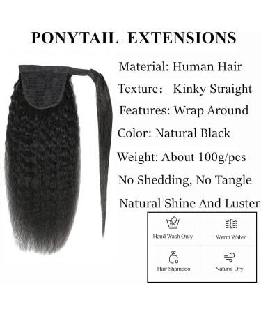 Luovce Ponytail Extension Human Hair Kinky Straight Ponytail Hair Extension 16 inches 16 inches Ponytail - Buy Online on GoSupps.com