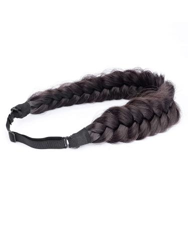 BOBIYA Messy Wide 2 Strands Synthetic Hair Braided Headband in Deep Brown - Elastic Stretch Hairpiece for Women - Buy Online on GoSupps.com