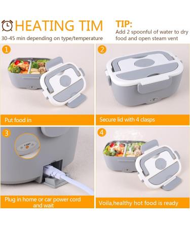 Buy Glovios 1.5L Electric Lunch Box - 3-in-1 Food Warmer (12V/24V/220V) | Portable Insulated Heating Bento Box with Bag & Utensils - Gray - Buy Online on GoSupps.com