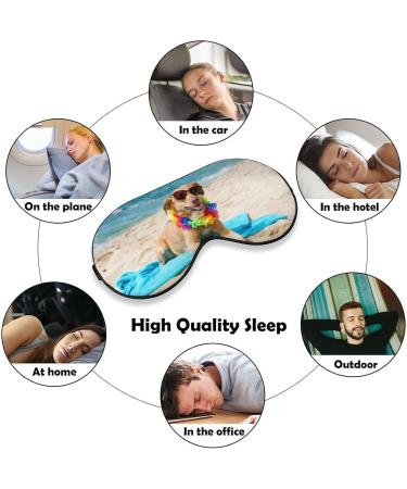 Adjustable Dog at Beach Sleep Mask for Men and Women - LynaRei Relaxing and Soft Eye Cover for Travel and Nap - Style 5 - Buy Online on GoSupps.com