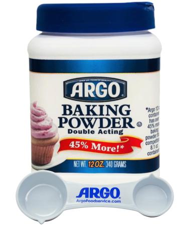 Argo Measuring Spoon & Argo Double Acting Baking Powder, 12 Ounce Resealable Plastic Container