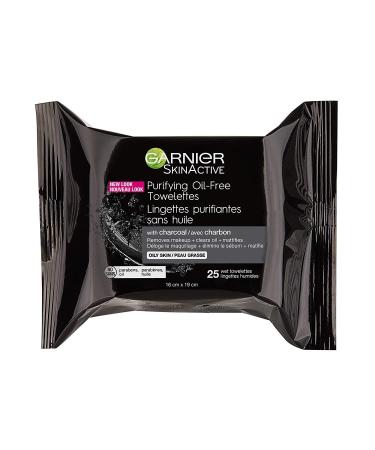 Garnier SkinActive Charcoal Oil-Free Makeup Remover Wipes - 25 Count (Pack of 6) - Cleansing & Refreshing - Buy Online on GoSupps.com