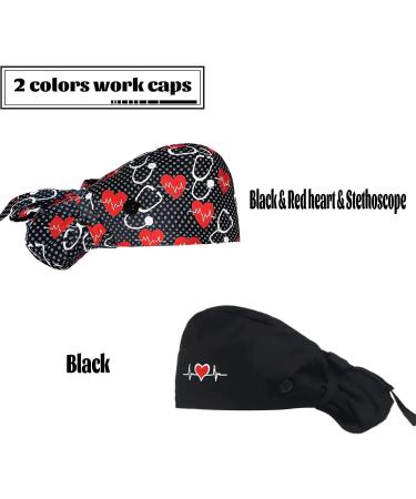 YUESUO 2 Pack Cotton Working Cap with Buttons, Sweatband & Adjustable Ponytail Tie Back - Ideal Head Cover for Men & Women with Long Hair - Shower Cap Alternative (M) - Buy Online on GoSupps.com