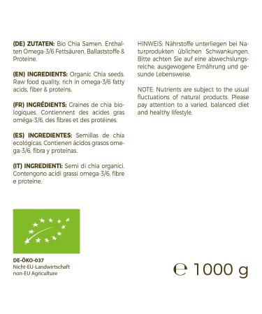 GreatVita Organic Chia Seeds 1000g - Non-GMO Natural Superfood for Healthy Living - 1 kg Pack - Buy Online on GoSupps.com
