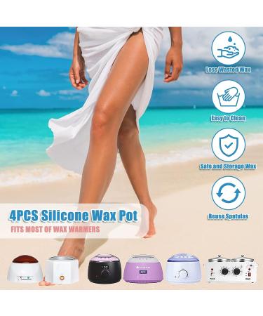 4PCS Silicone Wax Pot & Warmer Liner Set | Easy-to-Clean Non-Stick Bowl for Hair Removal | Includes 4 Spatulas | 14 Oz Capacity - Buy Online on GoSupps.com