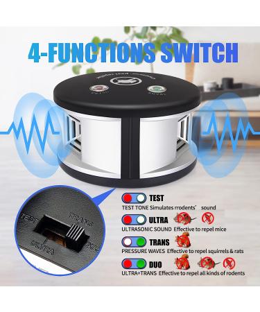 Careland Ultrasonic Repellers 4-in-1 Rodent Repellent | Indoor Pest Control | Squirrel, Mouse, and Mice Repellent | Plug-in Home Defense (Black) - Buy Online on GoSupps.com