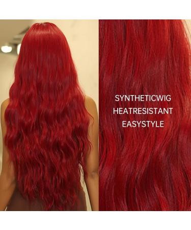 Allbell Red Wigs for Women | Long Natural Wavy Synthetic Hair for Cosplay & Everyday Wear - Buy Online on GoSupps.com