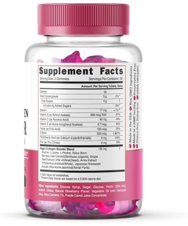 grow vitamin Collagen Booster Gummy Bears Hair, Skin, Nails & Joint Support USDA Organic, 100% Vegan & Non-GMO Strawberry Flavored, 60 Vegan Gummies - Buy Online on GoSupps.com
