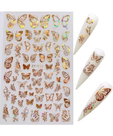 Butterfly Nail Art Stickers Decals Laser Butterfly Stickers Nail Designs 3D Gold Butterflies Nail Art Adhesive Sticker Sheets Nail Foil Luxury Butterfly Nail Stickers for Nail Art Decoration (8 Pcs) A1 - Buy Online on GoSupps.com