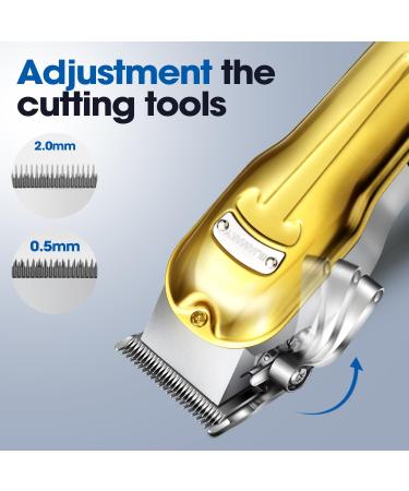 2 in 1 Hair Clipper for Men - Professional Gold Barber Clipper & Trimmers Set Wired/Wireless Zero Gap Beard Trimmer with LED Display 6500 RPM - Buy Now - Buy Online on GoSupps.com