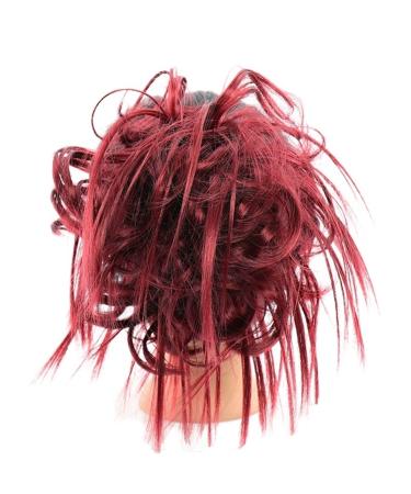 Messy Bun Hair Piece for Women Synthetic Tousled Updo Messy Bun Hair Pieces Hair Scrunchies Extensions with Elastic Band Ponytails Hair Extensions for Women Fake Hair Accessories for Women Girls BURG