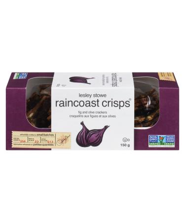 Lesley Stowe Raincoast Crisps Fig Olive Crackers (Pack of 12) - Artisanal Crackers Charcuterie Crackers Baked in Small Batches Non-GMO Kosher Certified 150g Fig Olive 150 g (Pack of 12)