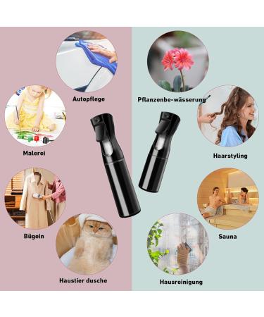 Xianglongy Spray Bottles for Hair: 200ml & 300ml Refillable Continuous Fine Mist Black Hair Spray Bottles - Buy Online on GoSupps.com