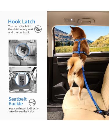 IOKHEIRA Adjustable Dog Seat Belt for Car - Universal Plug & Locking Bar - Ocean Blue - Safe Travel for Dogs - Buy Online on GoSupps.com