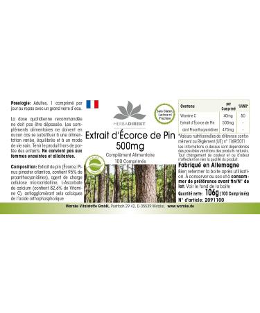 Pine bark extract 500mg - highly dosed - vegan - 100 tablets - with vitamin C | Warnke Vitalstoffe - Quality from German pharmacies - Buy Online on GoSupps.com