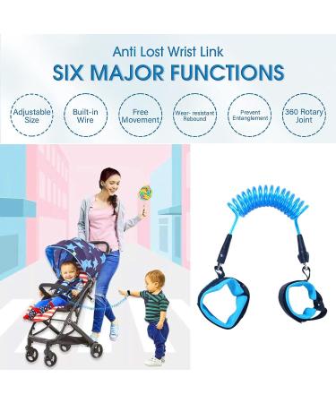 2.5M Anti-Lost Children's Wristband | 360 Rotate Straps for Toddler Safety | Blue Hand Harness for Walking & Travel - Buy Online on GoSupps.com