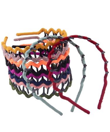 Duufin 12 Pieces Zigzag Headbands - Non-slip Plastic Sharks Tooth Comb Headbands for Girls and Women - 12 Colors - Buy Online on GoSupps.com