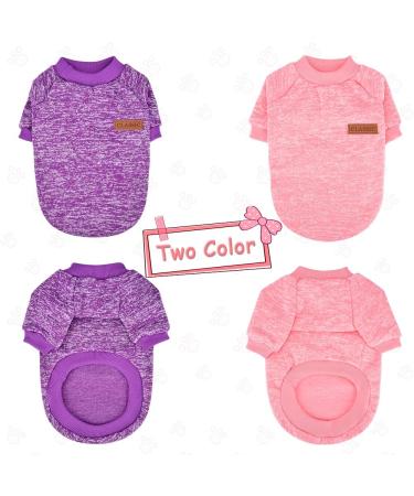 Chihuahua Dog Sweaters - 2-3 Piece Winter Fleece Outfit for XXS Tiny Dogs - Purple/Pink/Rose - Buy Online on GoSupps.com