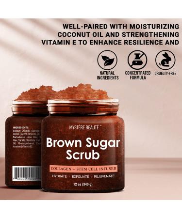 MYST RE BEAUT Brown Sugar Body Scrub - Natural Skin Care for Men & Women - Exfoliating & Moisturizing Formula - 12 Oz - Buy Online on GoSupps.com